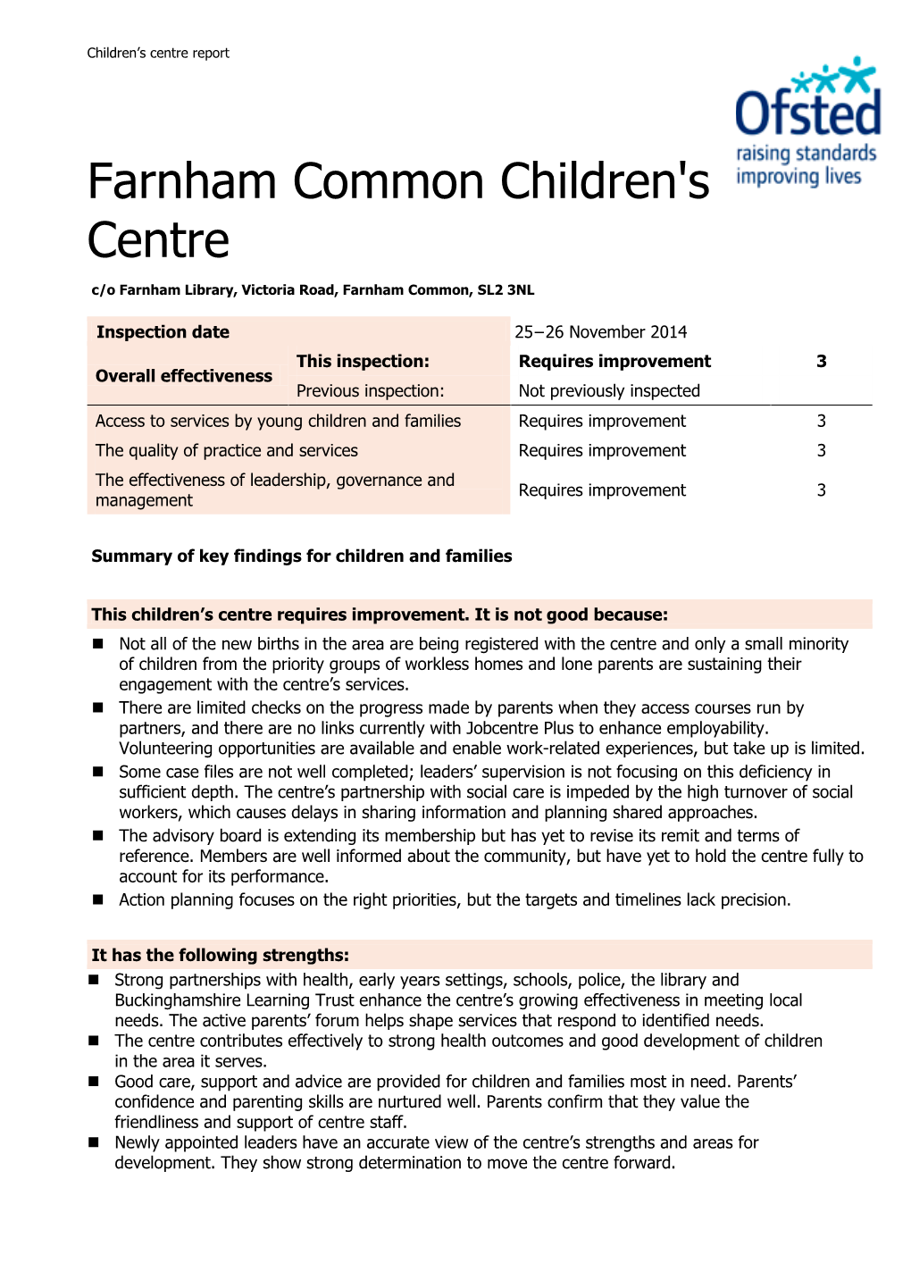 Farnham Common Children's Centre C/O Farnham Library, Victoria Road, Farnham Common, SL2 3NL