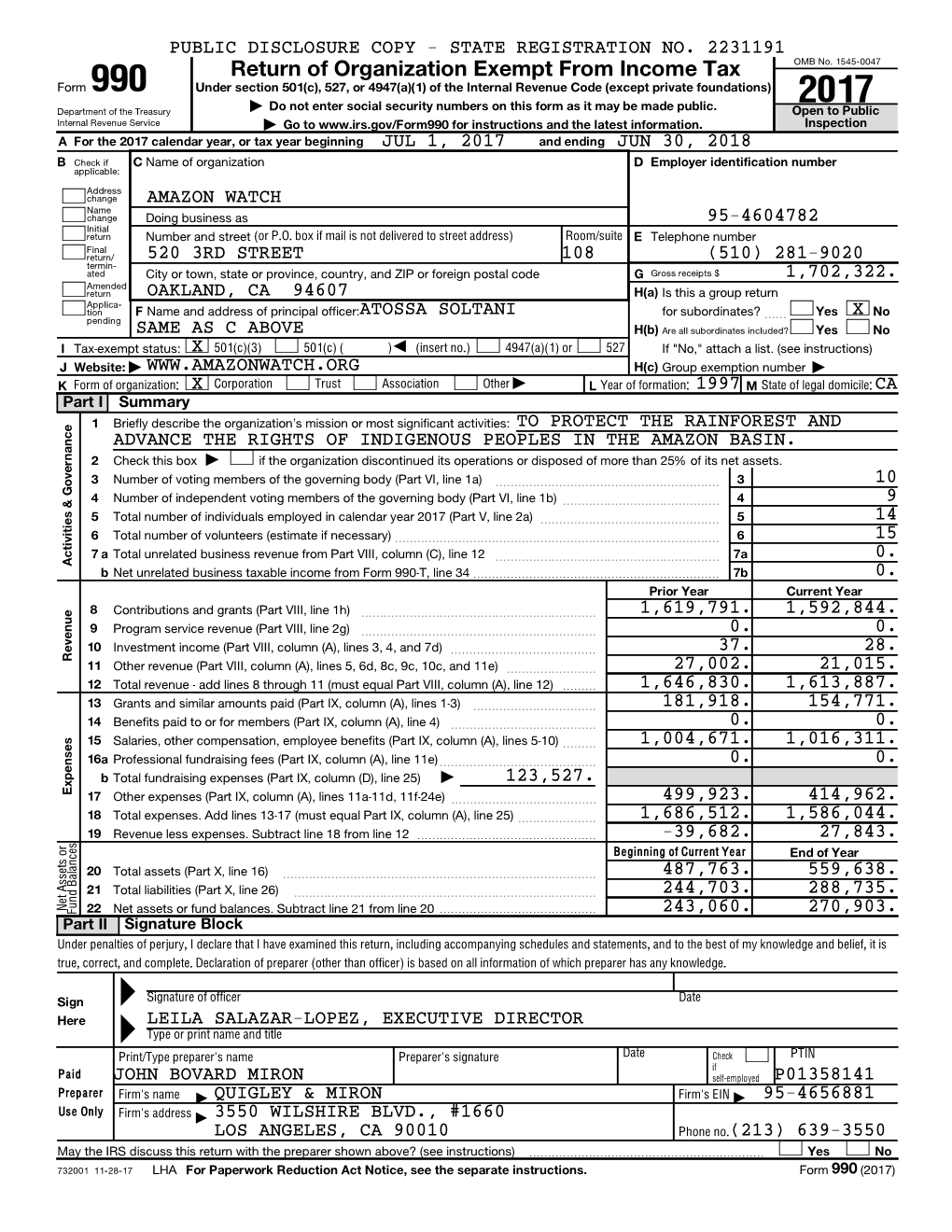 Return of Organization Exempt from Income Tax OMB No