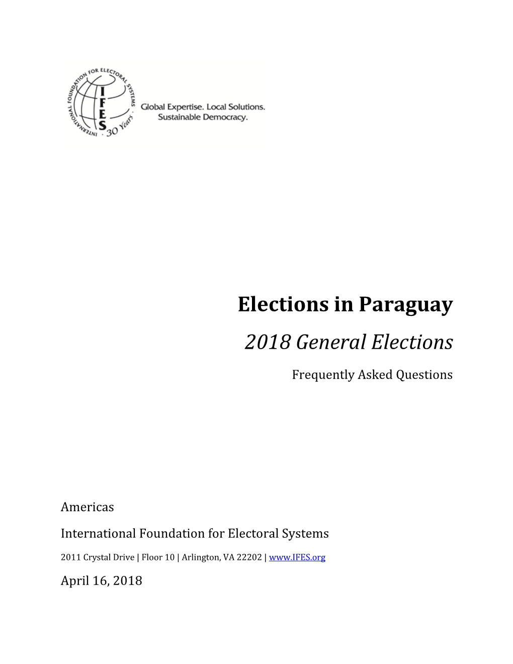 IFES Faqs on Elections in Paraguay: 2018 General Elections