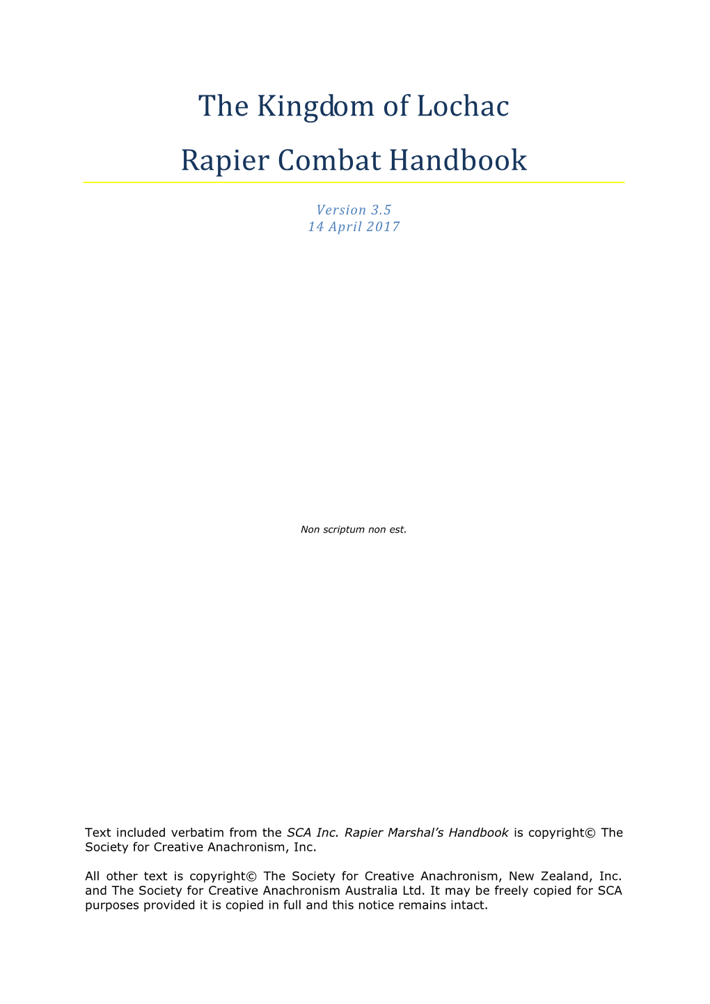 Lochac Rapier Combat Manual V3.0