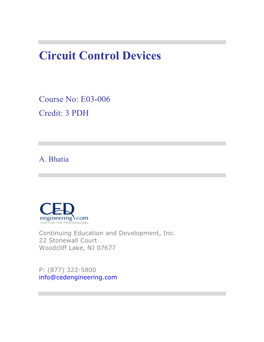 Circuit Control Devices