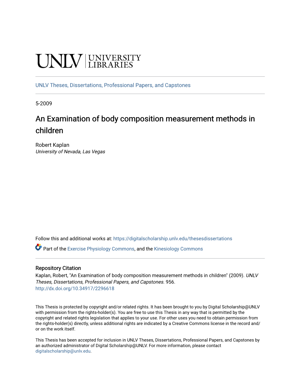An Examination of Body Composition Measurement Methods in Children
