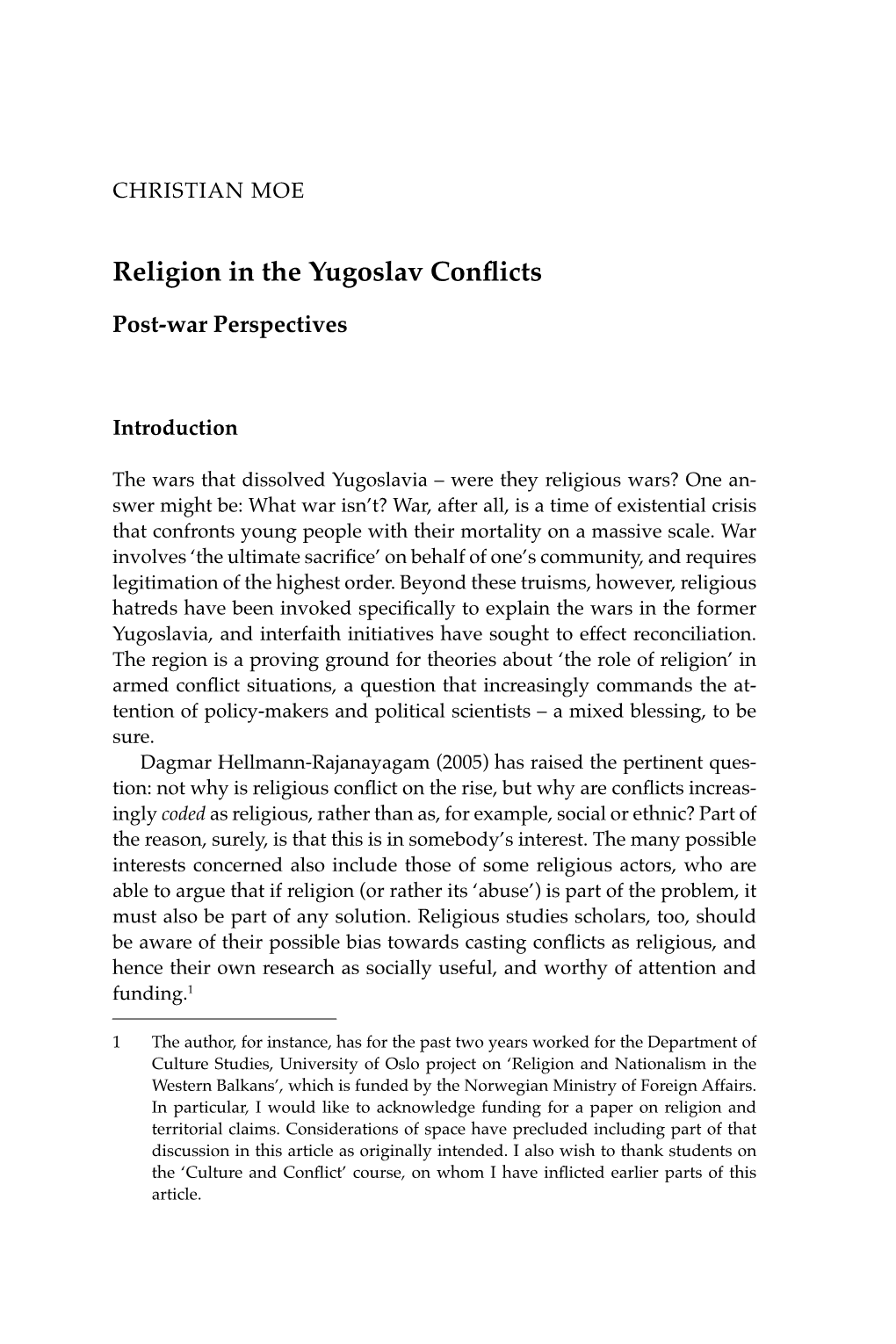 Religion in the Yugoslav Conflicts