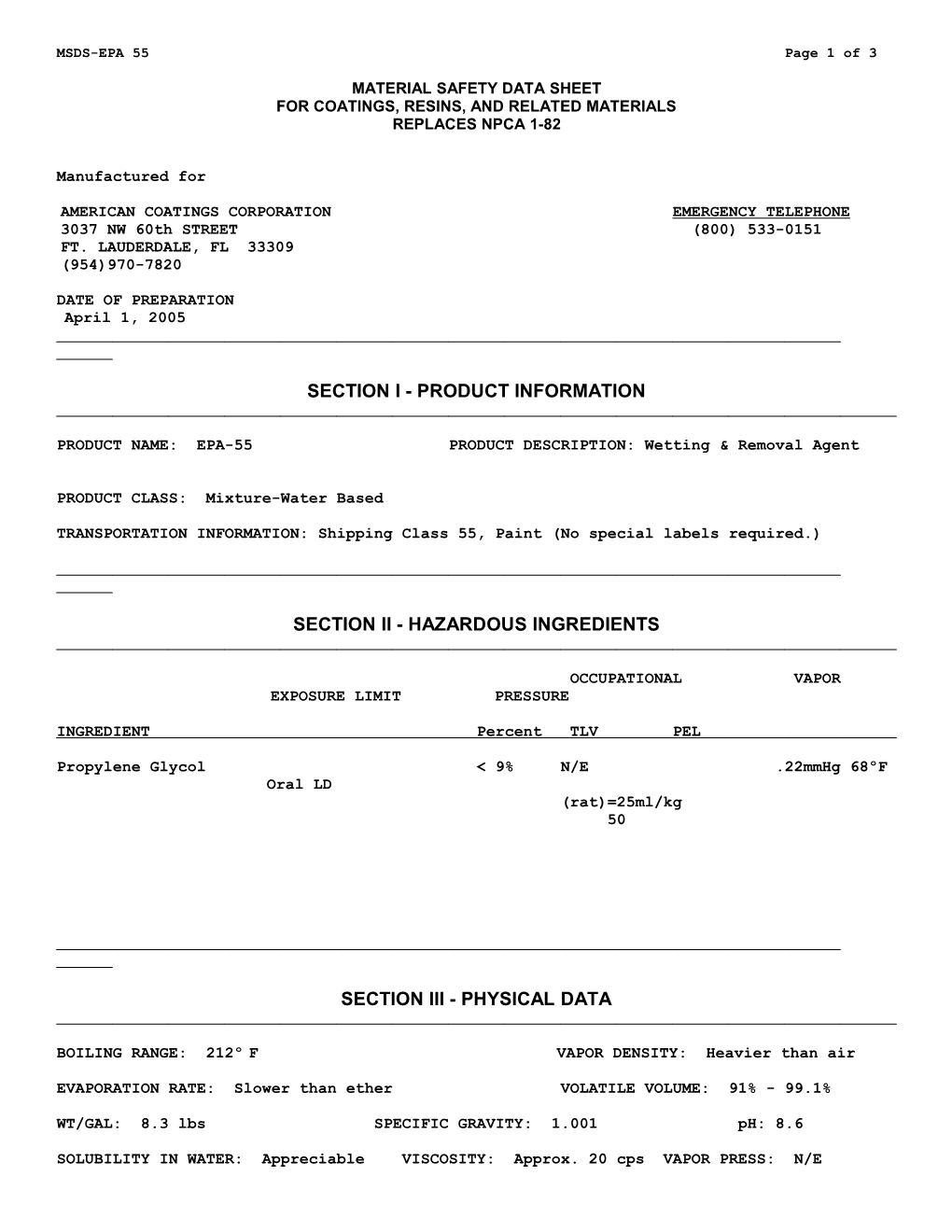 Material Safety Data Sheet s106