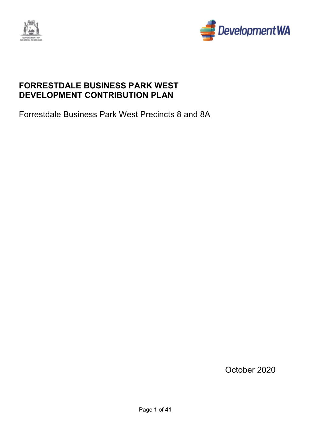 Forrestdale Business Park West Development Contribution Plan