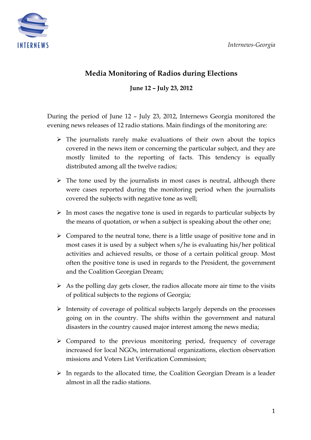 Media Monitoring of Radios During Elections