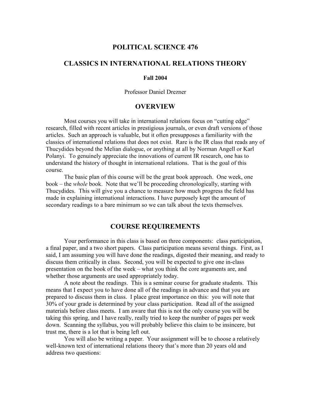 Classics in International Relations Theory