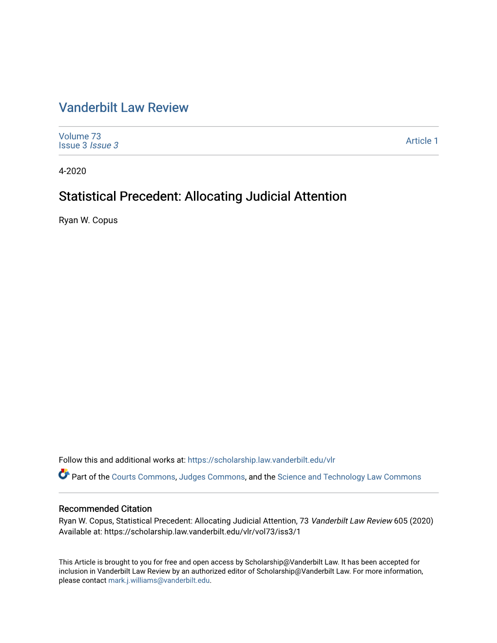 Statistical Precedent: Allocating Judicial Attention