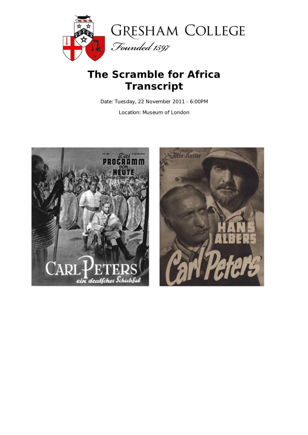 The Scramble for Africa Transcript