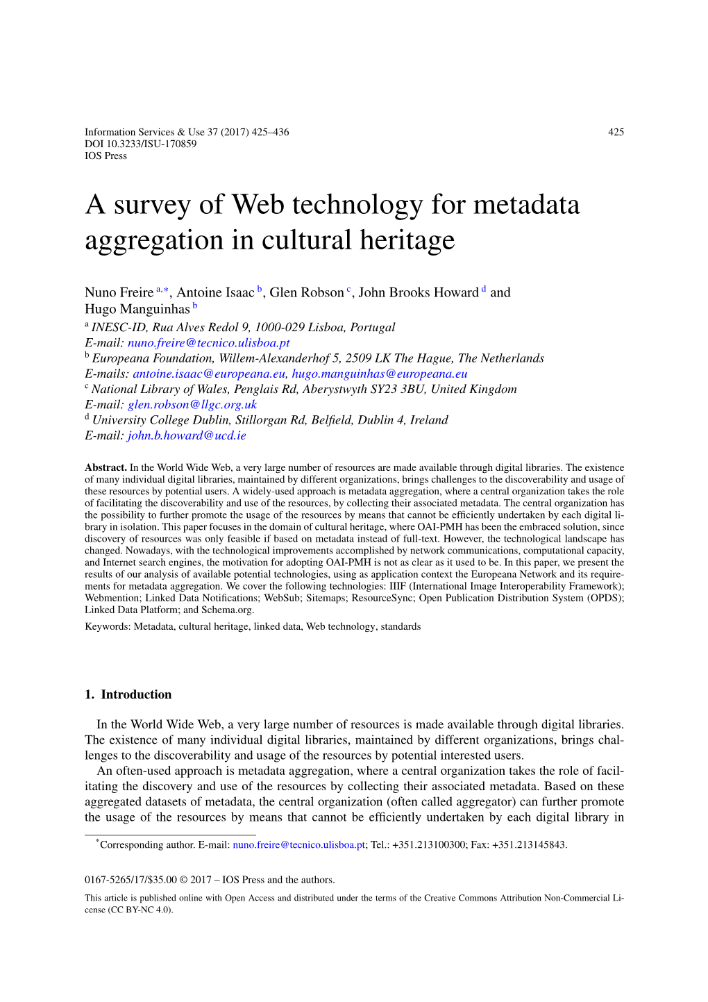 A Survey of Web Technology for Metadata Aggregation in Cultural Heritage