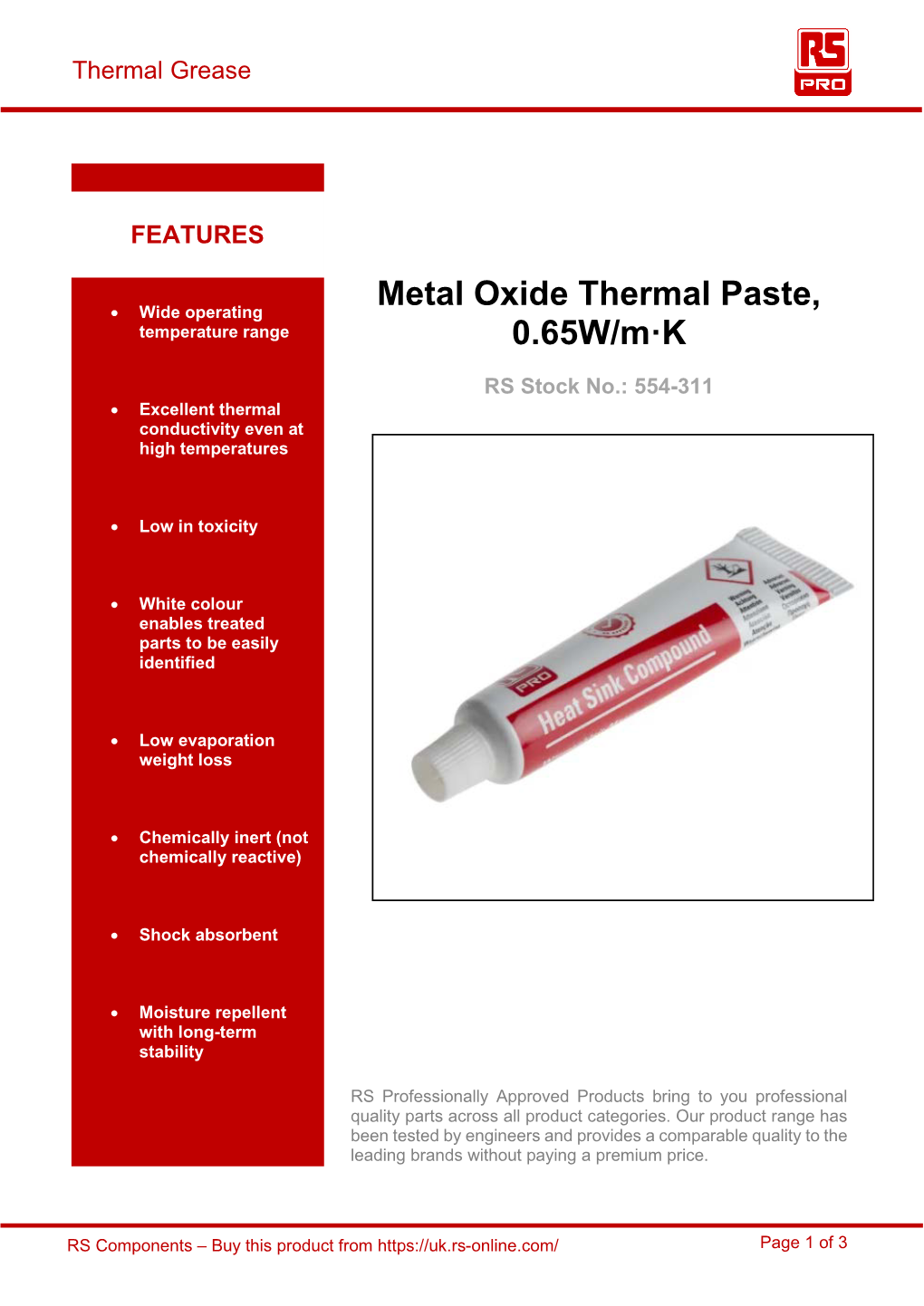 Metal Oxide Thermal Paste, 0.65W/M·K