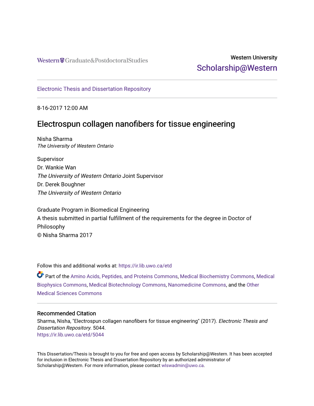 Electrospun Collagen Nanofibers for Tissue Engineering