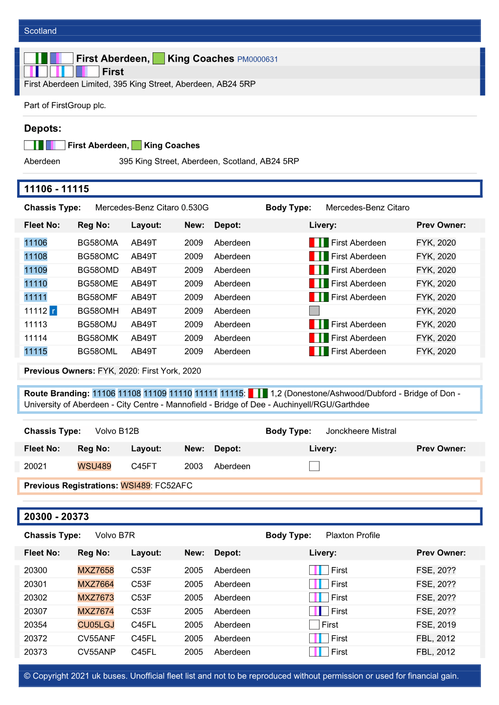 First Aberdeen, King Coaches PM0000631 First First Aberdeen Limited, 395 King Street, Aberdeen, AB24 5RP
