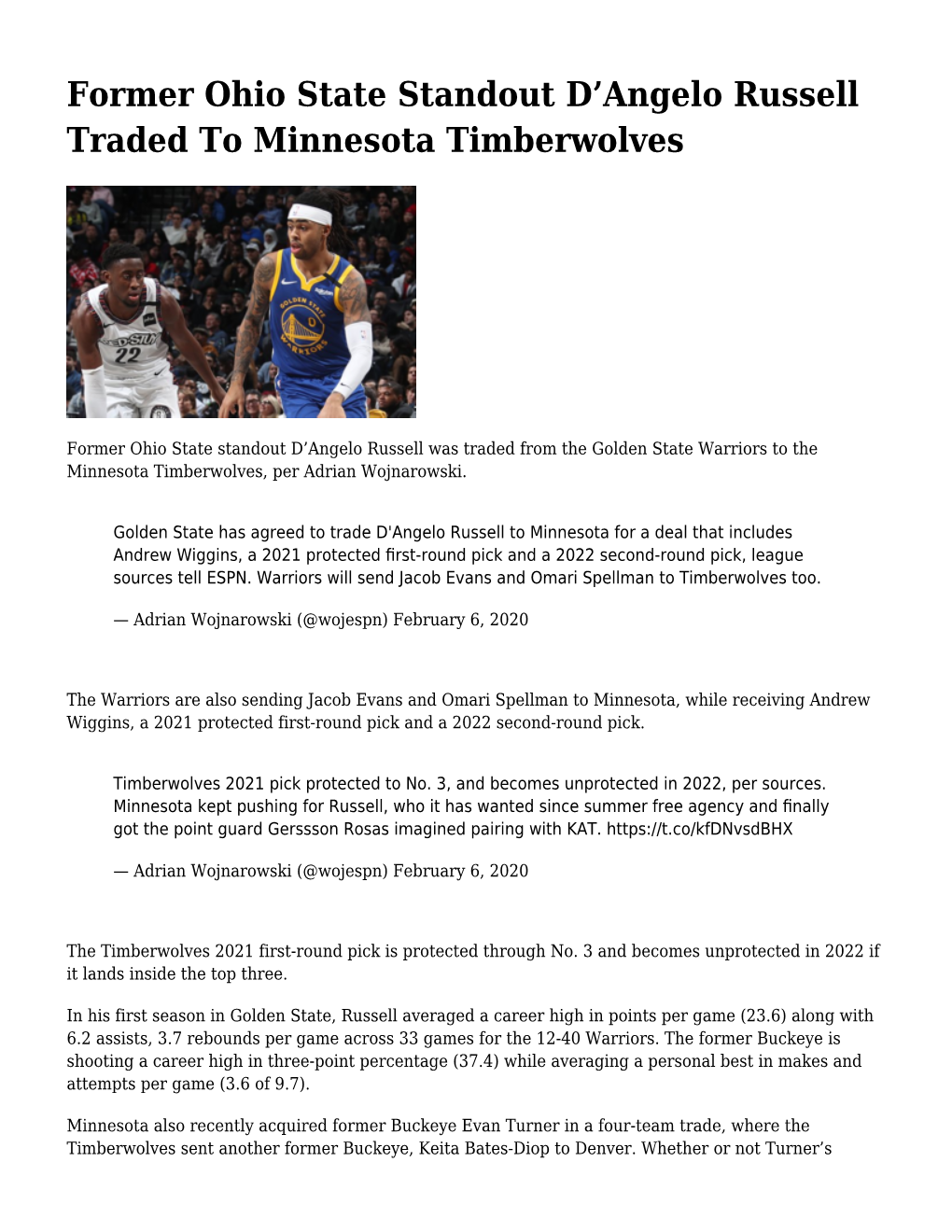 Angelo Russell Traded to Minnesota Timberwolves