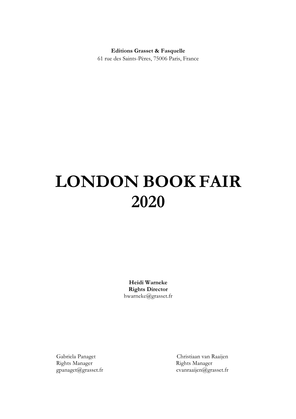 London Book Fair 2020