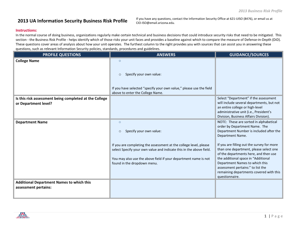 2013 Business Risk Profile