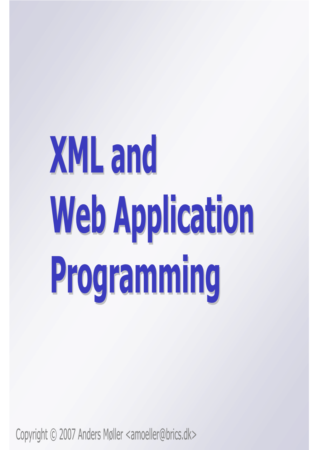 XML and Web Application Programming