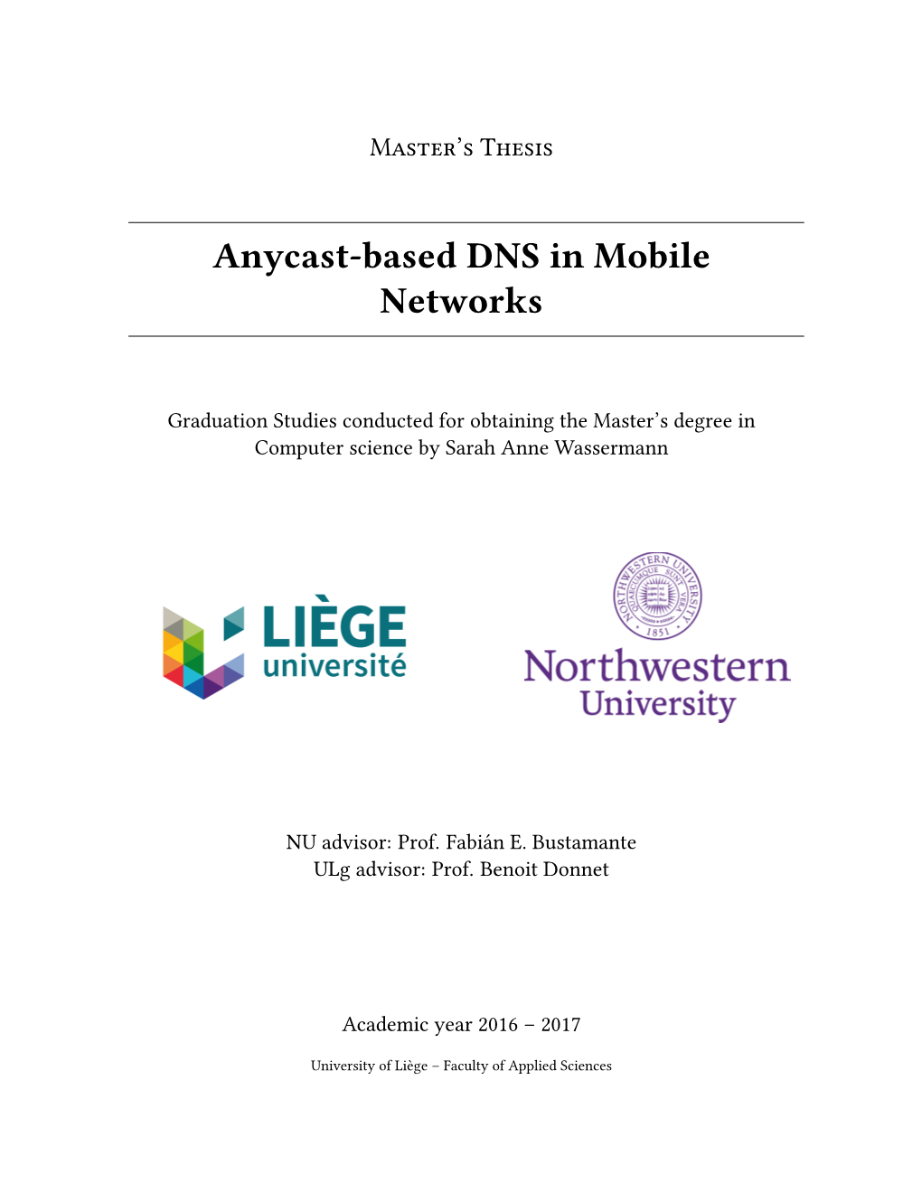 Master's Thesis – Anycast-Based DNS in Mobile Networks