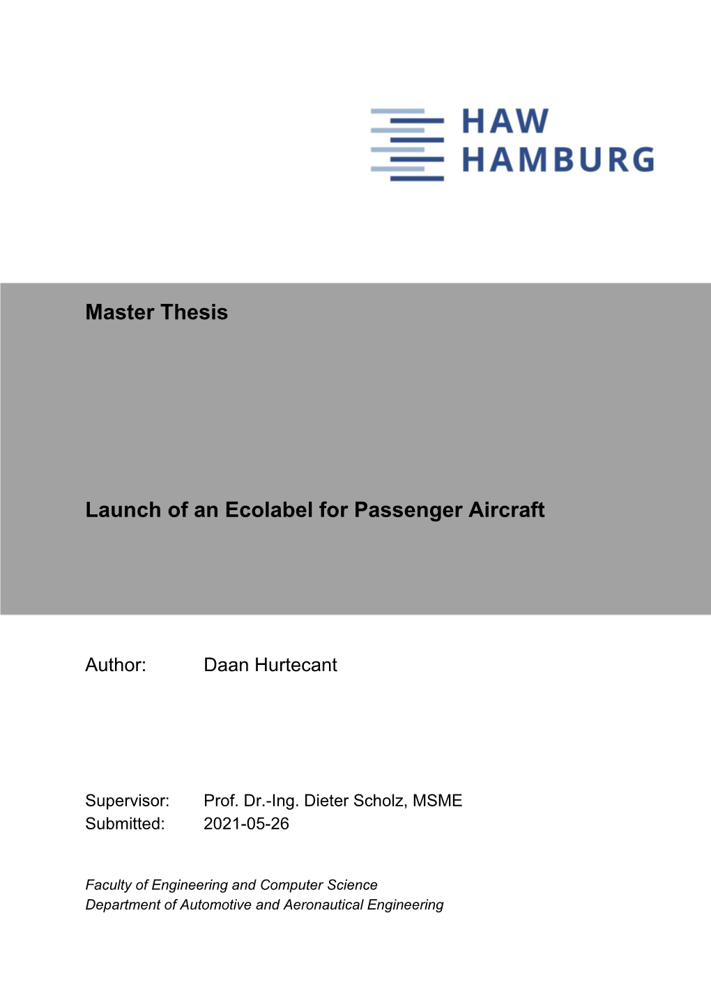 Launch of an Ecolabel for Passenger Aircraft