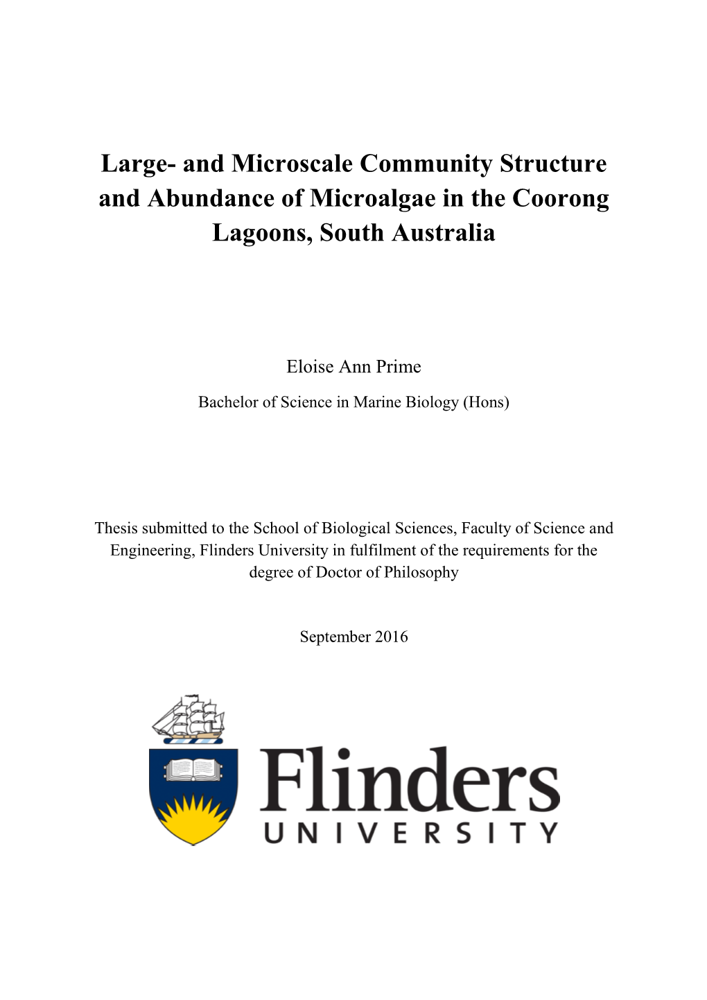 And Microscale Community Structure and Abundance of Microalgae in the Coorong Lagoons, South Australia