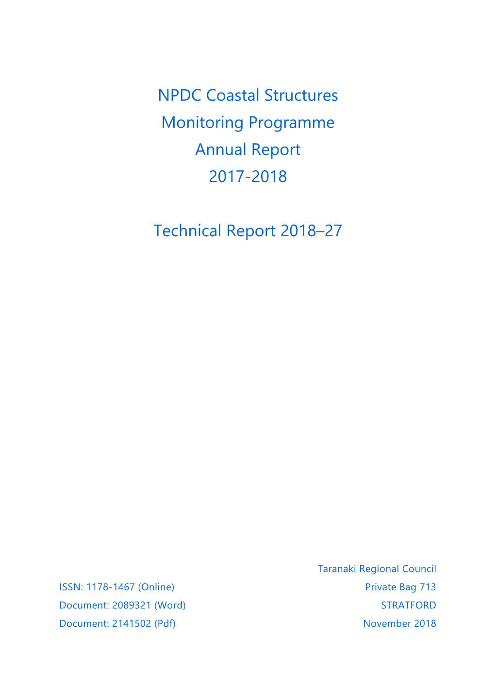 NPDC Coastal Structures Consent Monitoring Report