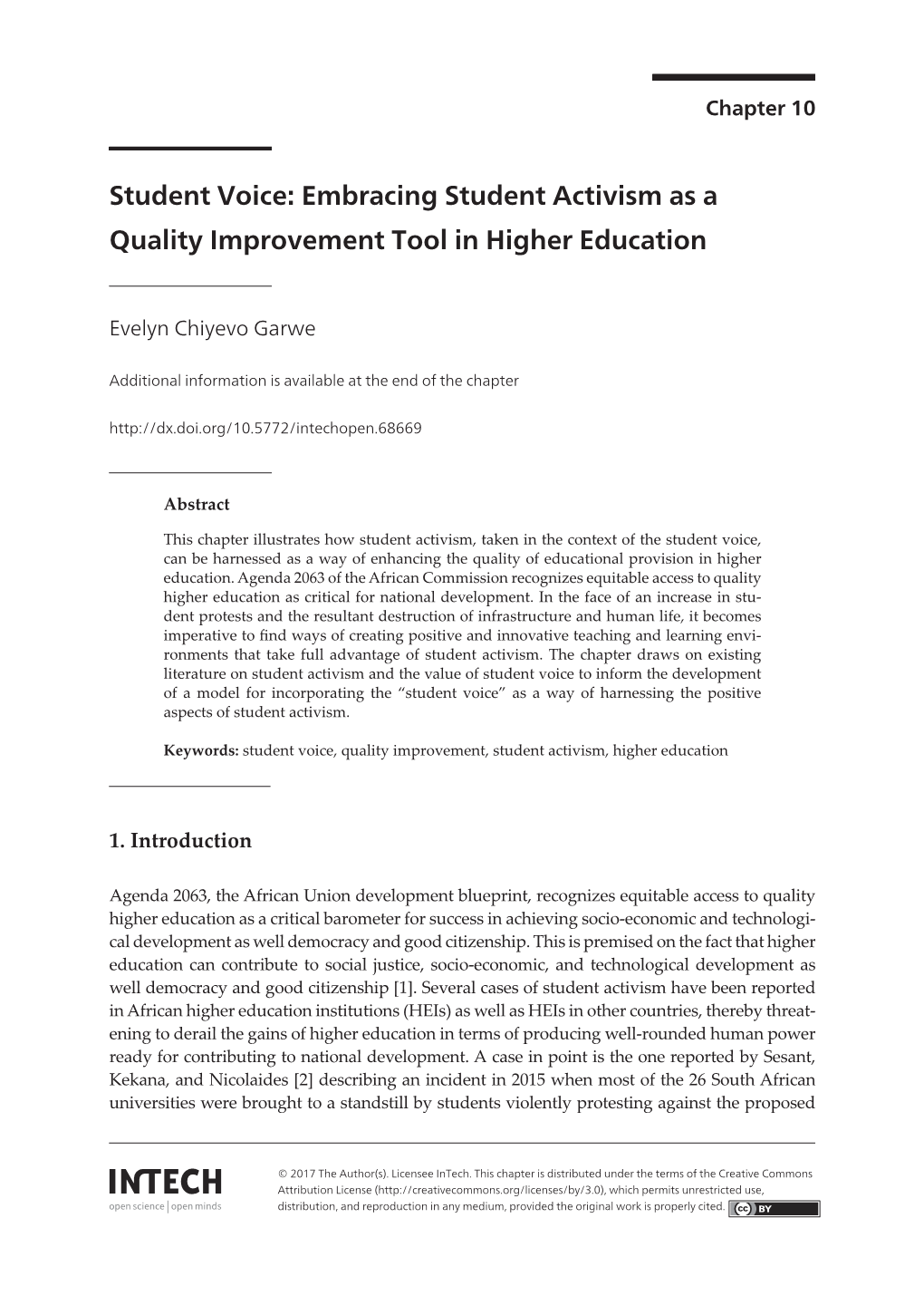 Embracing Student Activism As a Quality Improvement Tool in Higher Education