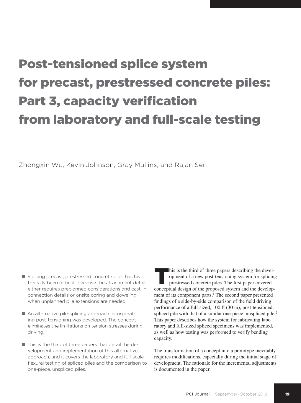 Post-Tensioned Splice System for Precast, Prestressed Concrete Piles: Part 3, Capacity Verification from Laboratory and Full-Scale Testing