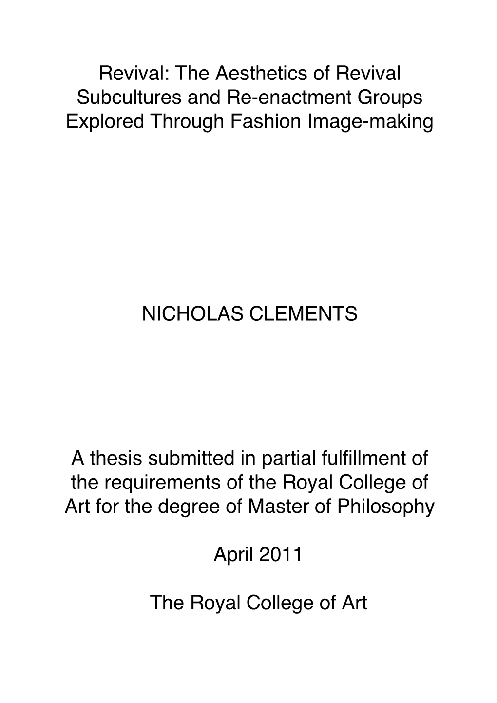 Revival. Final Complete Draft (After Viva)