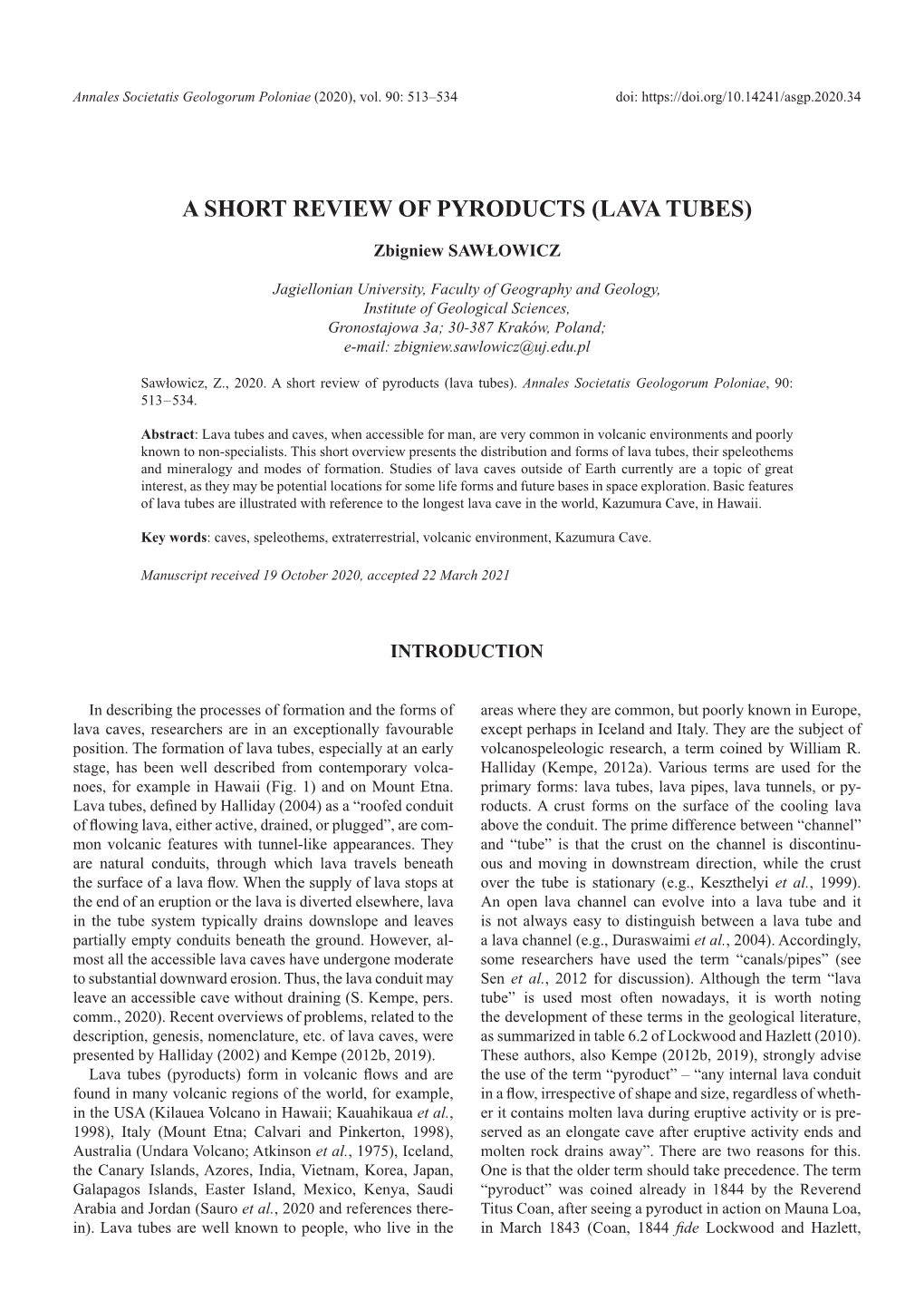 A Short Review of Pyroducts (Lava Tubes)