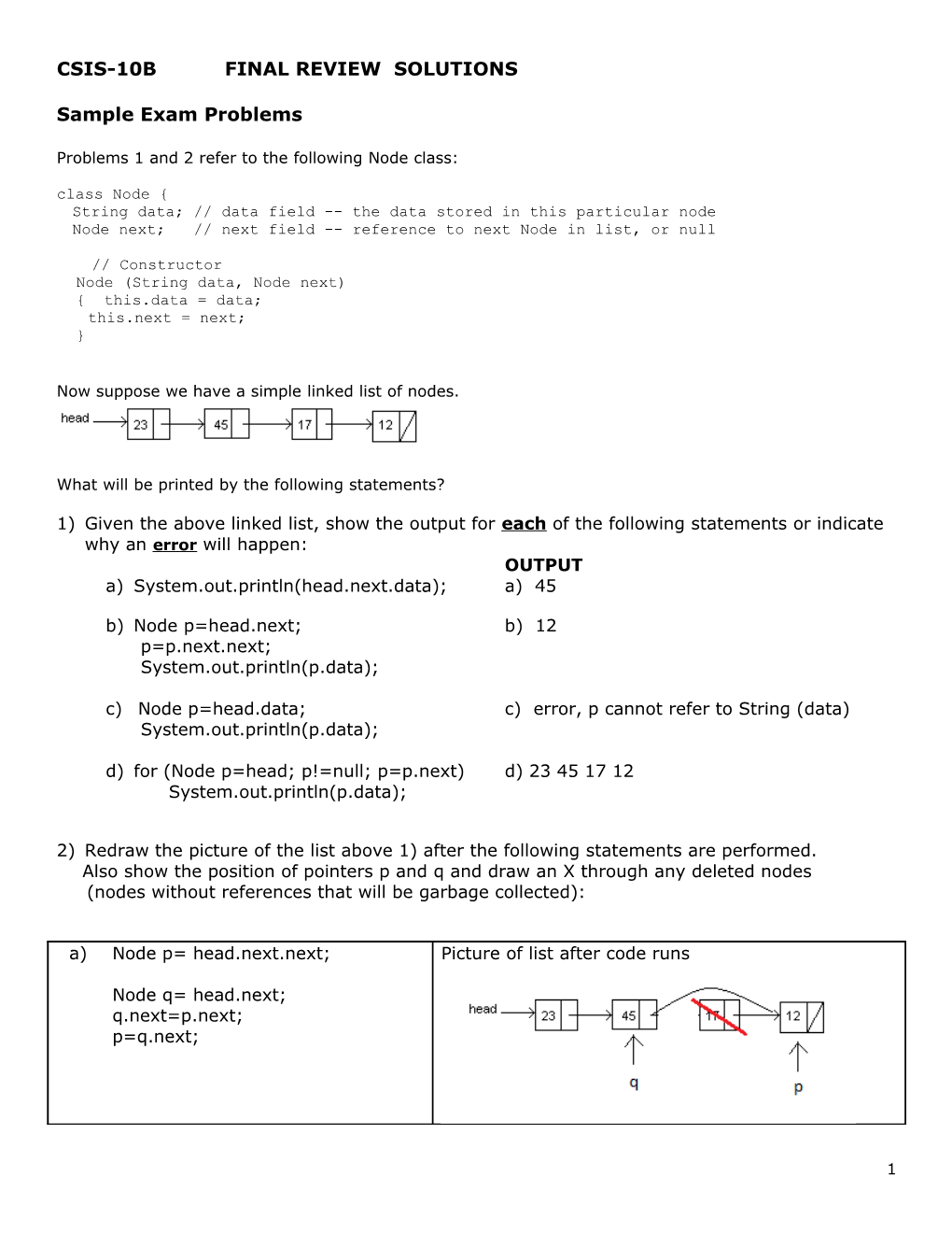 Csis-10B Final Review Solutions