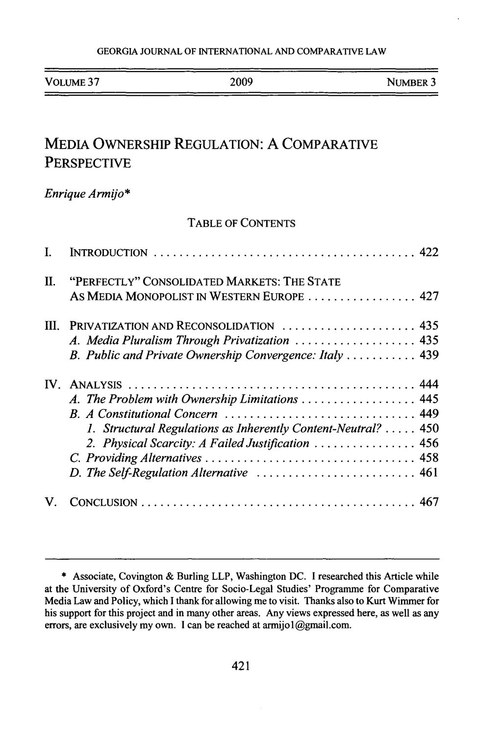 Media Ownership Regulations: a Comparative Perspective