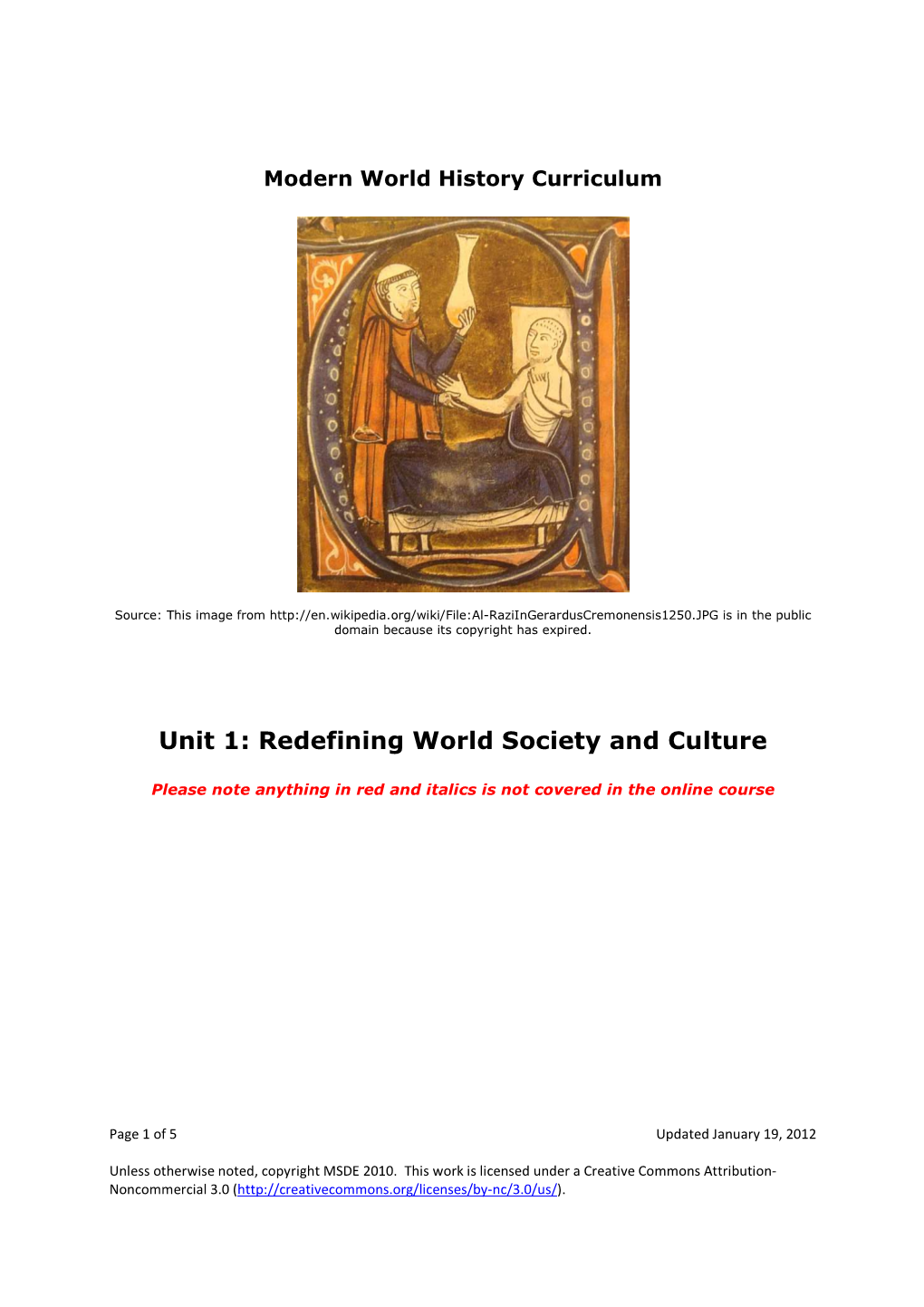 Unit 1: Redefining World Society and Culture