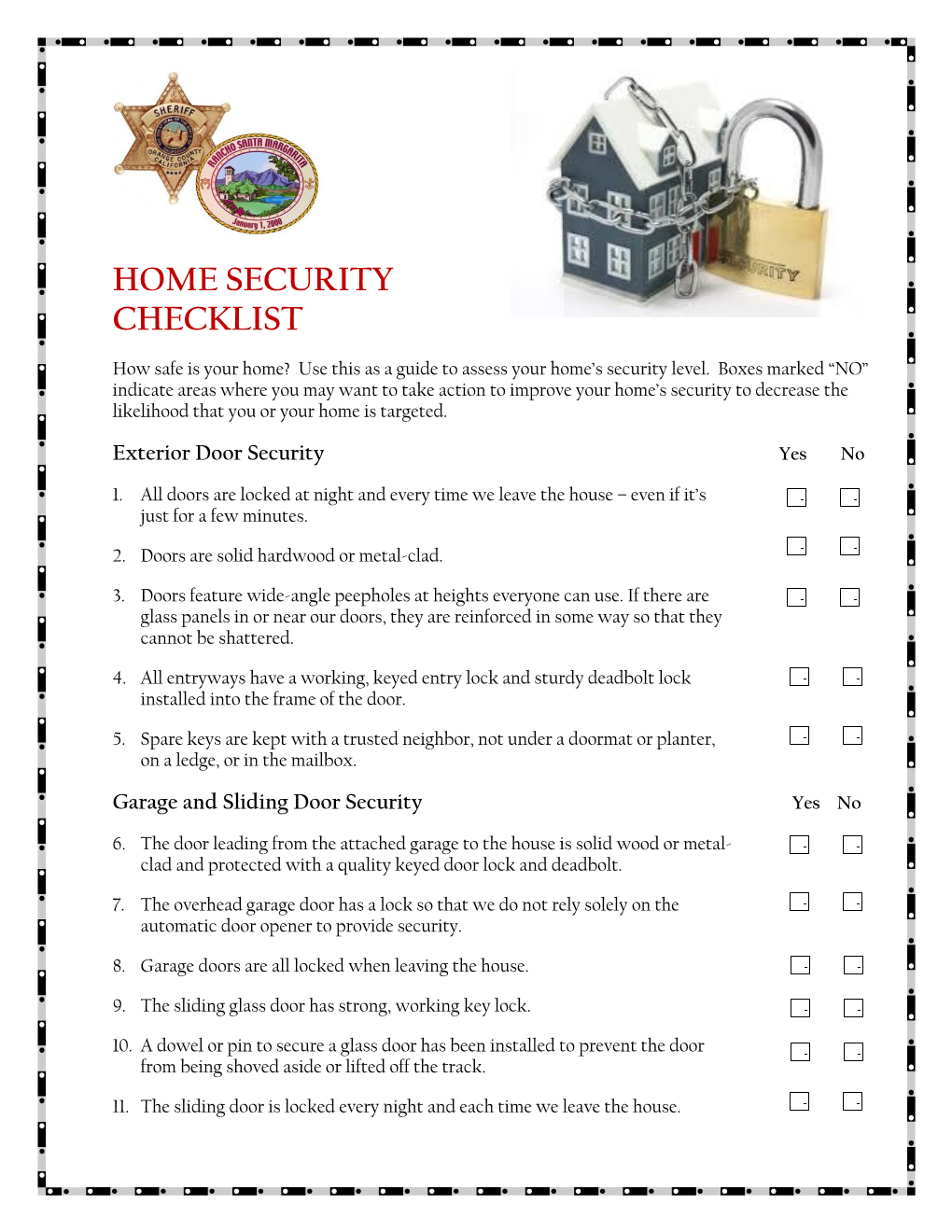 Home Security Checklist