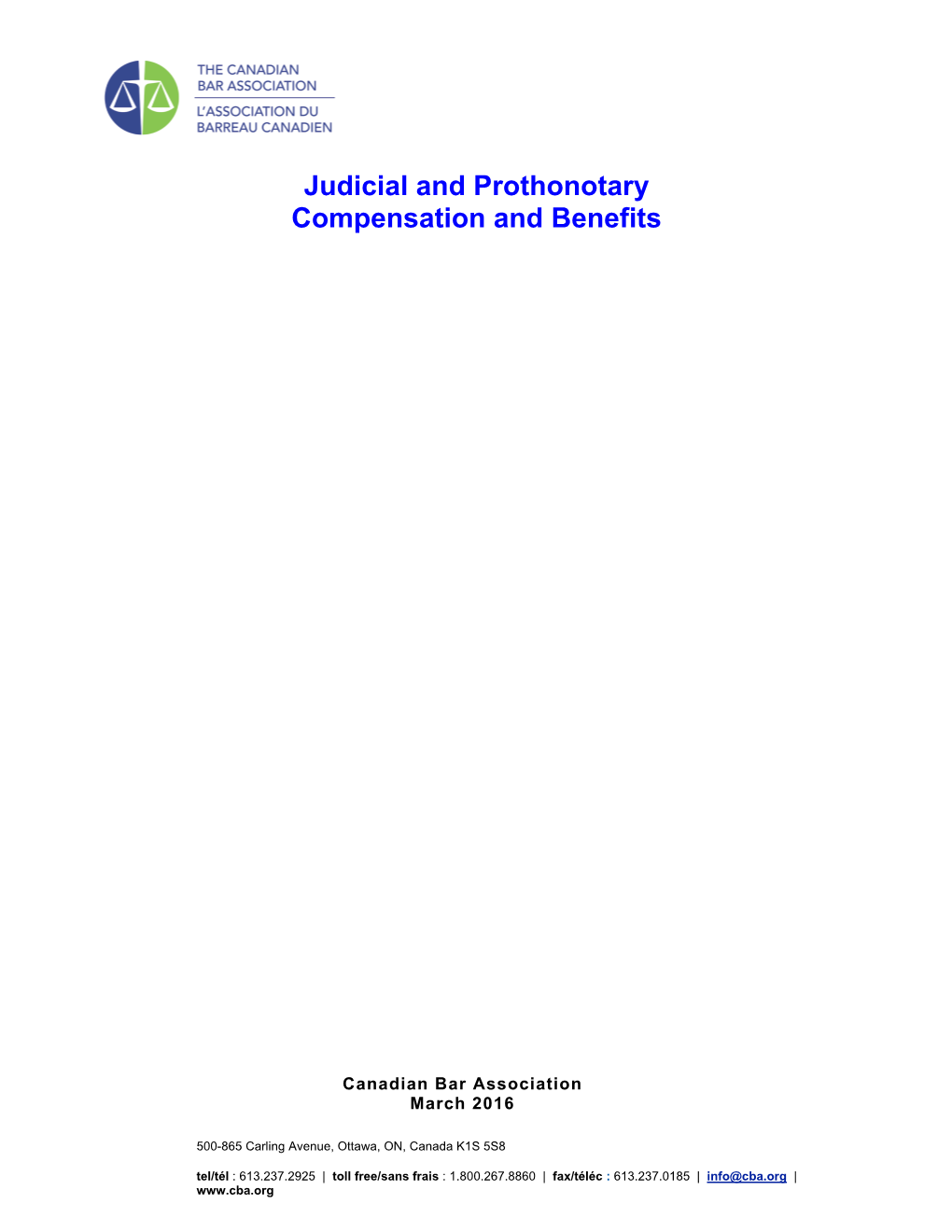 Judicial and Prothonotary Compensation and Benefits