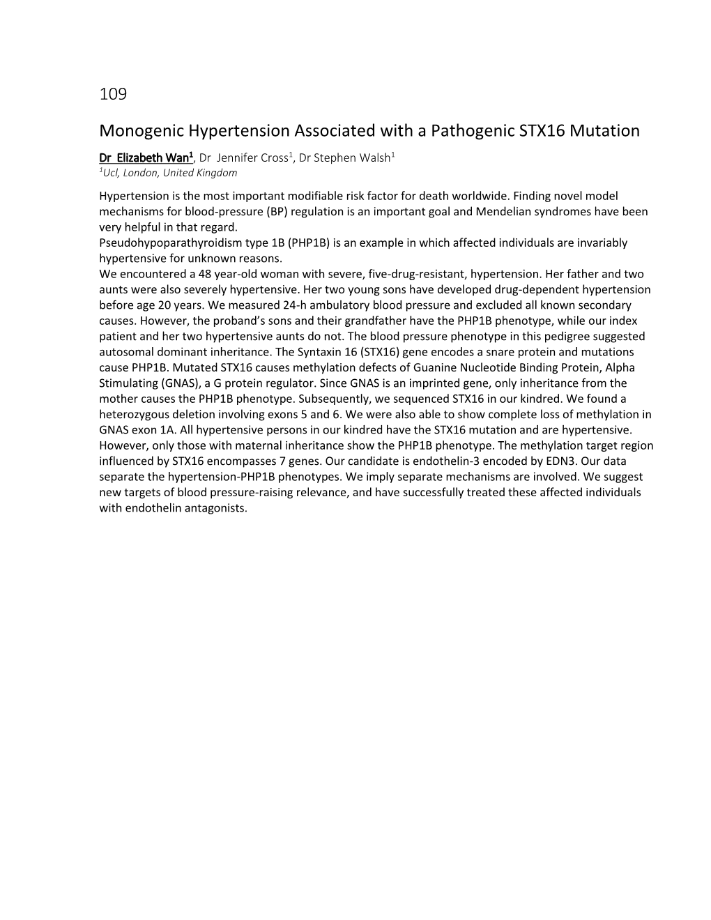 109 Monogenic Hypertension Associated with a Pathogenic