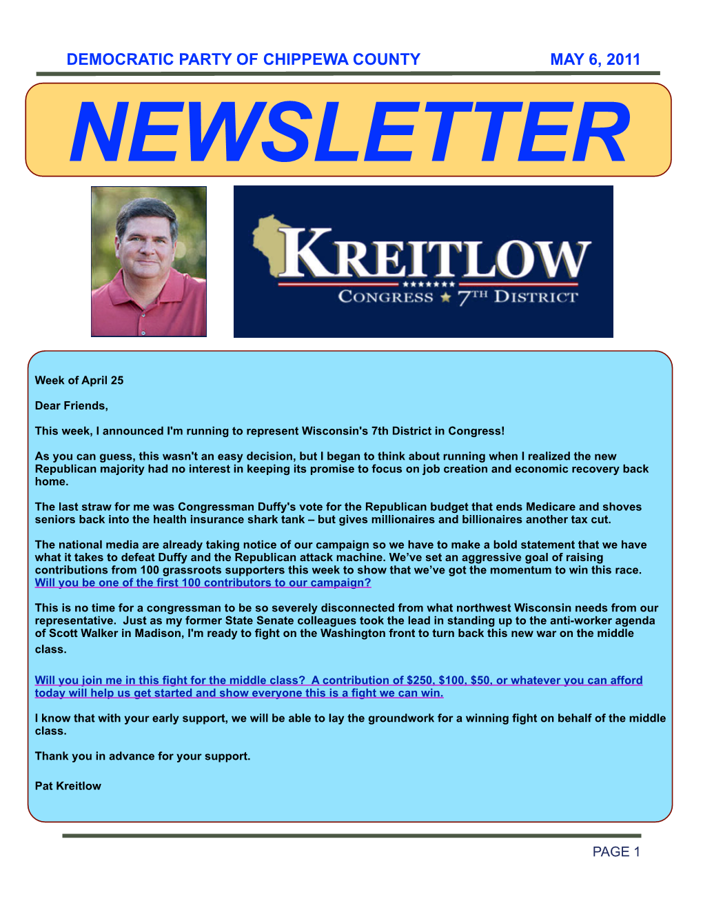 May 2011 Newsletter