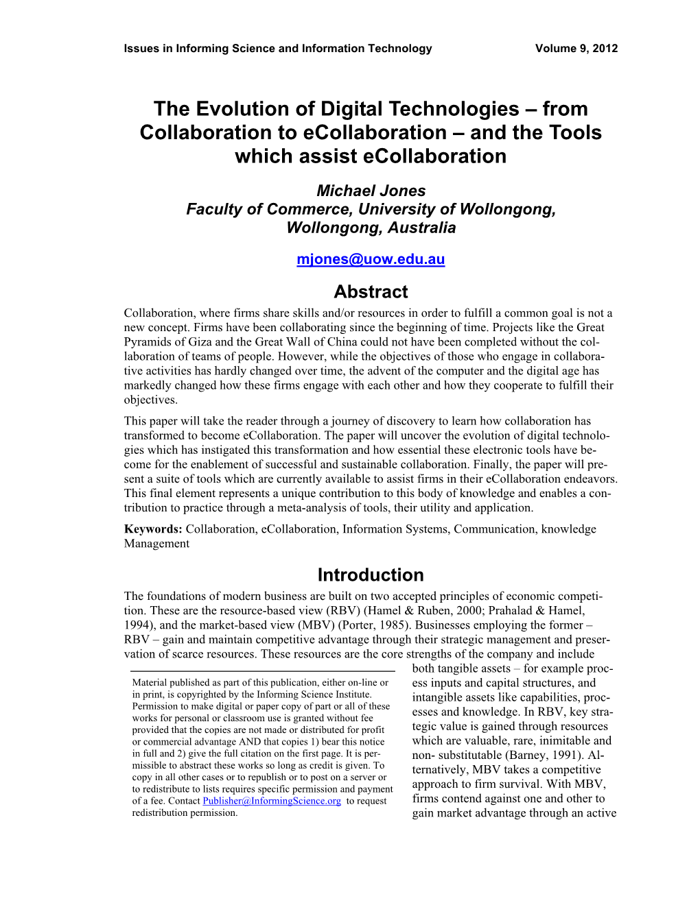 From Collaboration to Ecollaboration – and the Tools Which Assist Ecollaboration