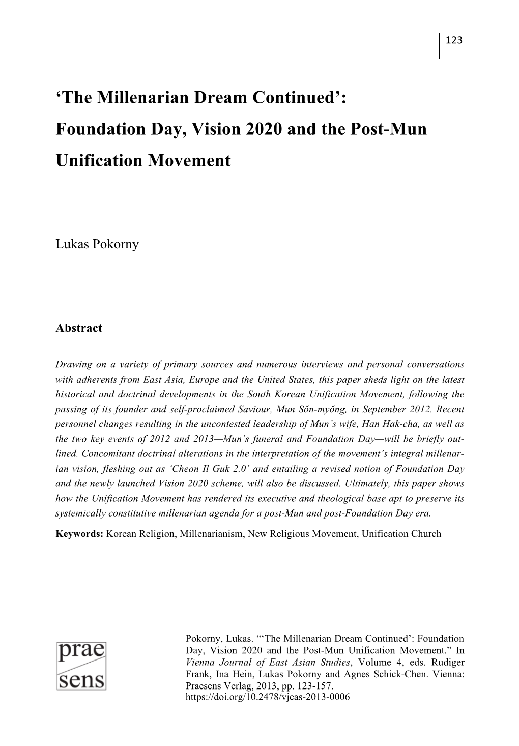 Foundation Day, Vision 2020 and the Post-Mun Unification Movement