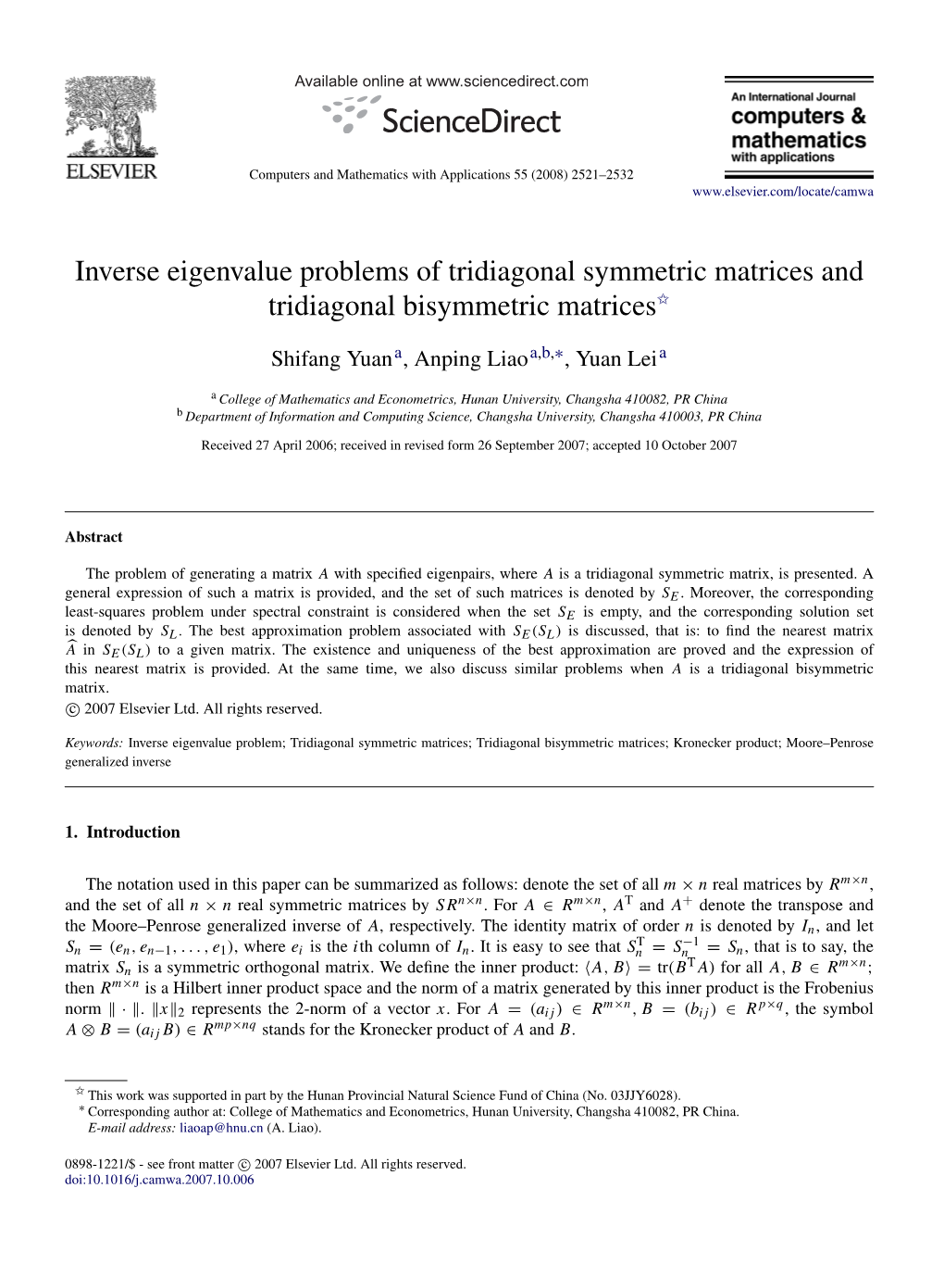 Inverse Eigenvalue Problems of Tridiagonal Symmetric Matrices and Tridiagonal Bisymmetric Matrices$