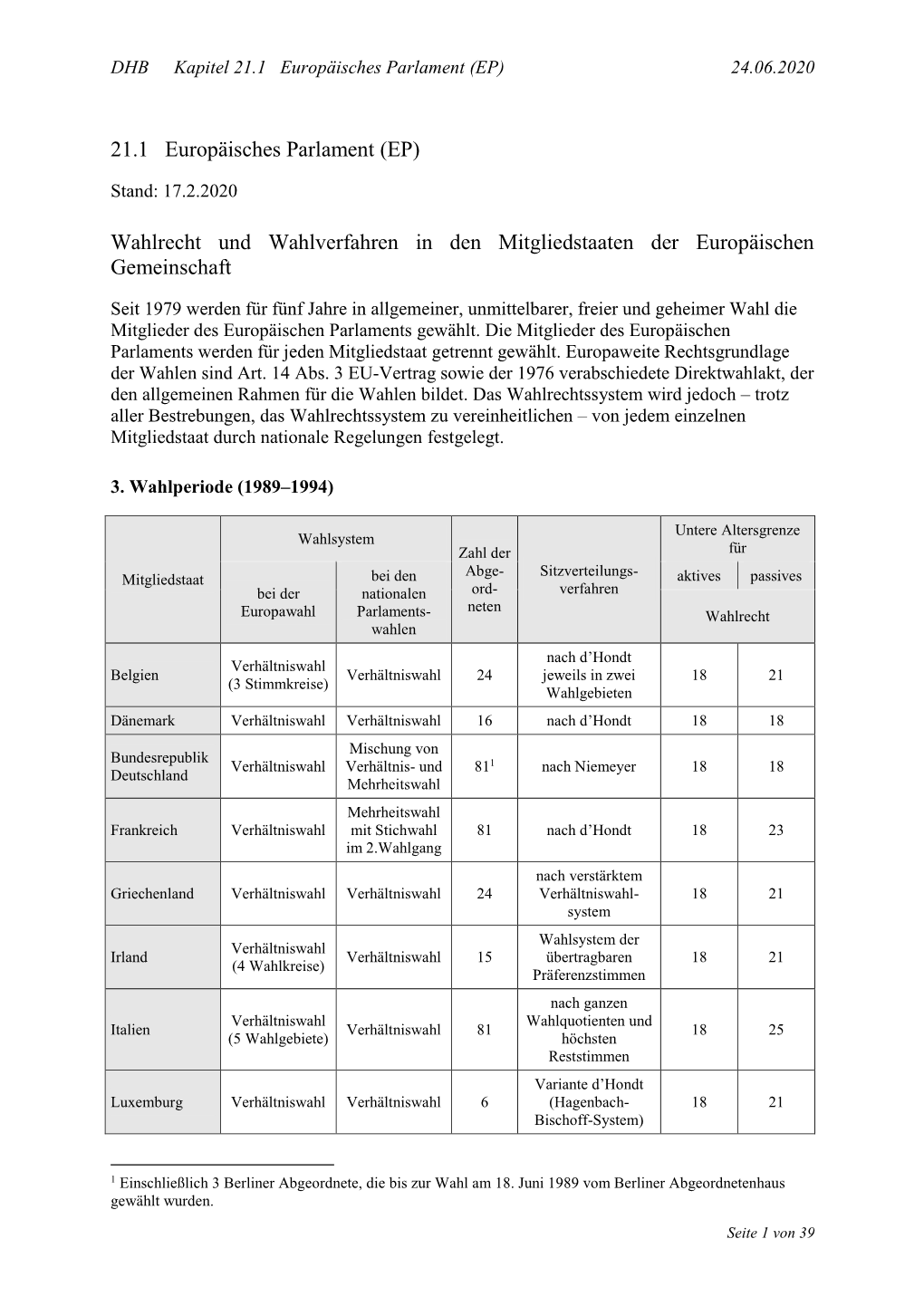 21.1 Europäisches Parlament (EP) 24.06.2020