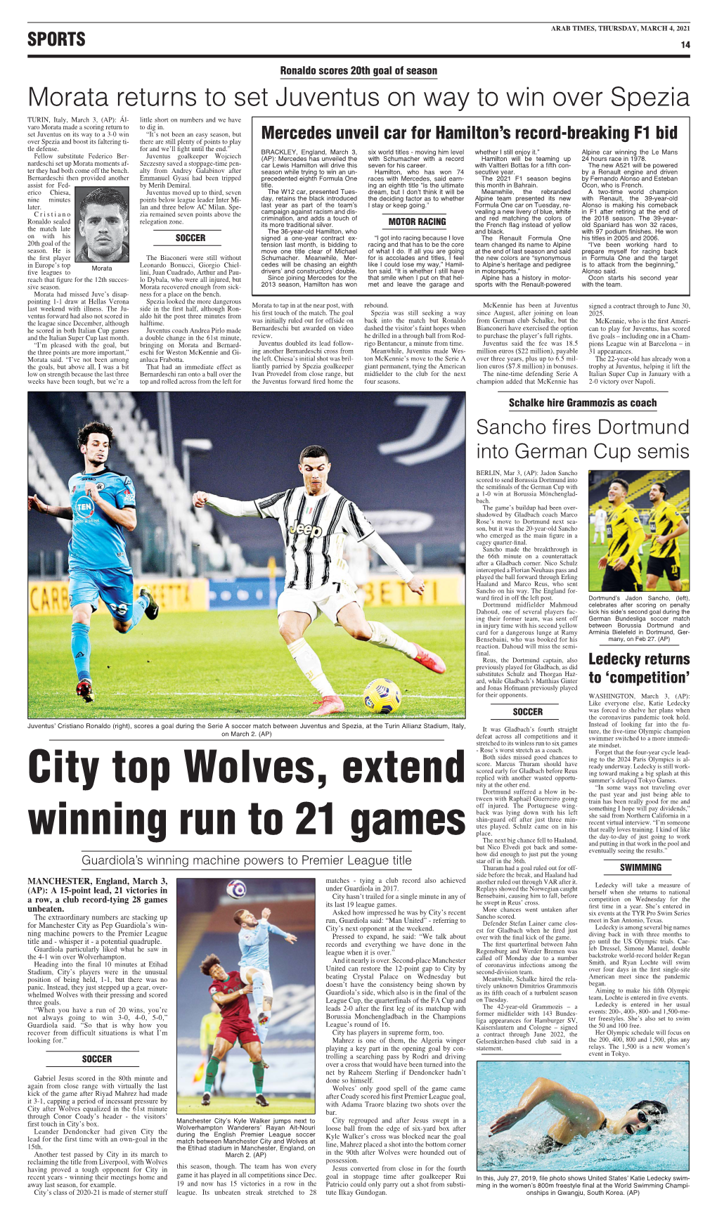 City Top Wolves, Extend Winning Run to 21 Games