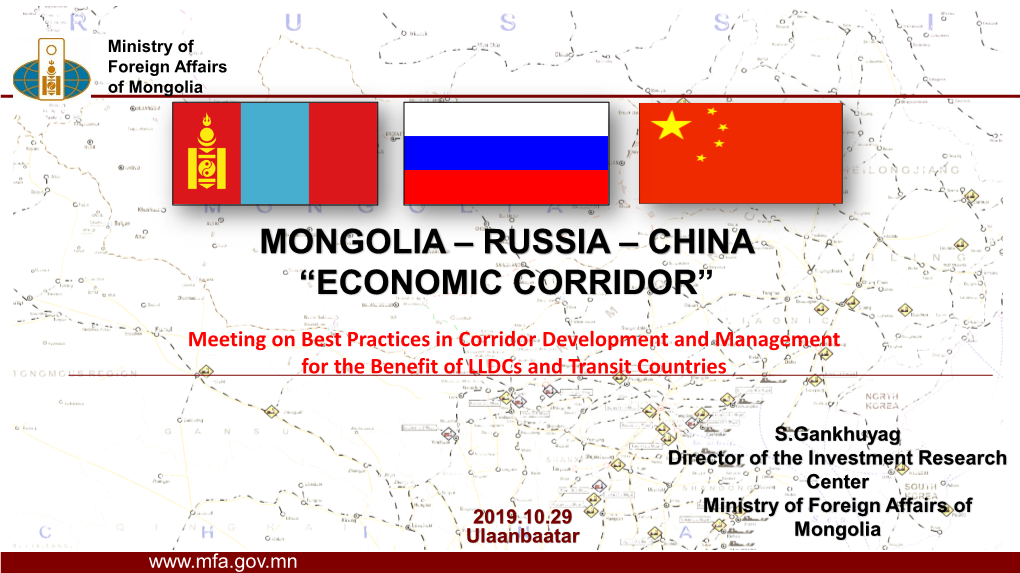 Mongolia – Russia – China “Economic Corridor”