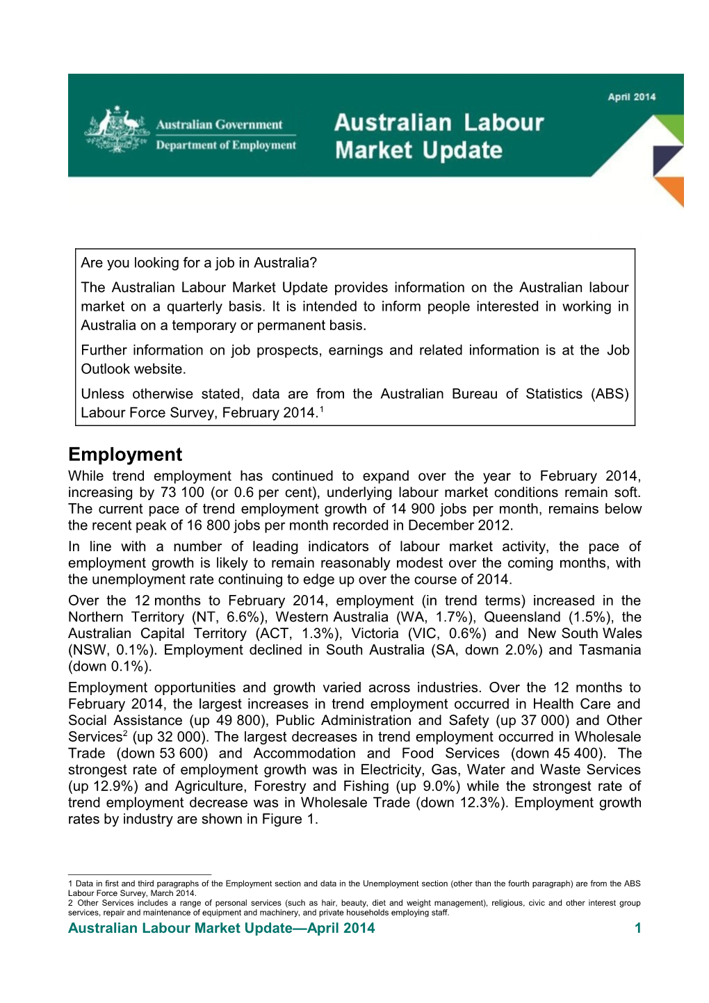 Australian Labour Market Update