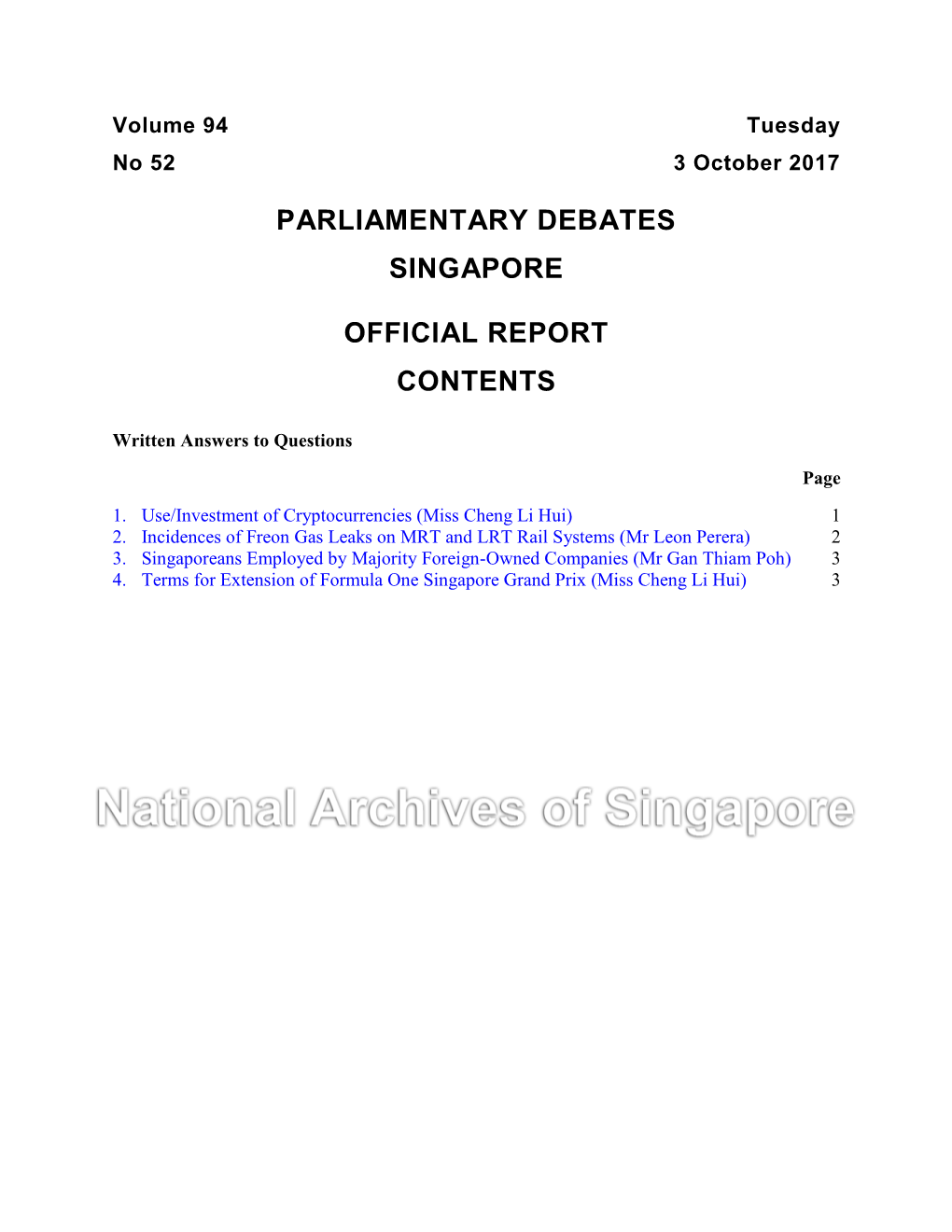 Parliamentary Debates Singapore Official Report