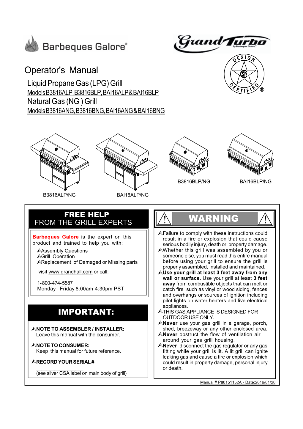 WARNING Operator's Manual