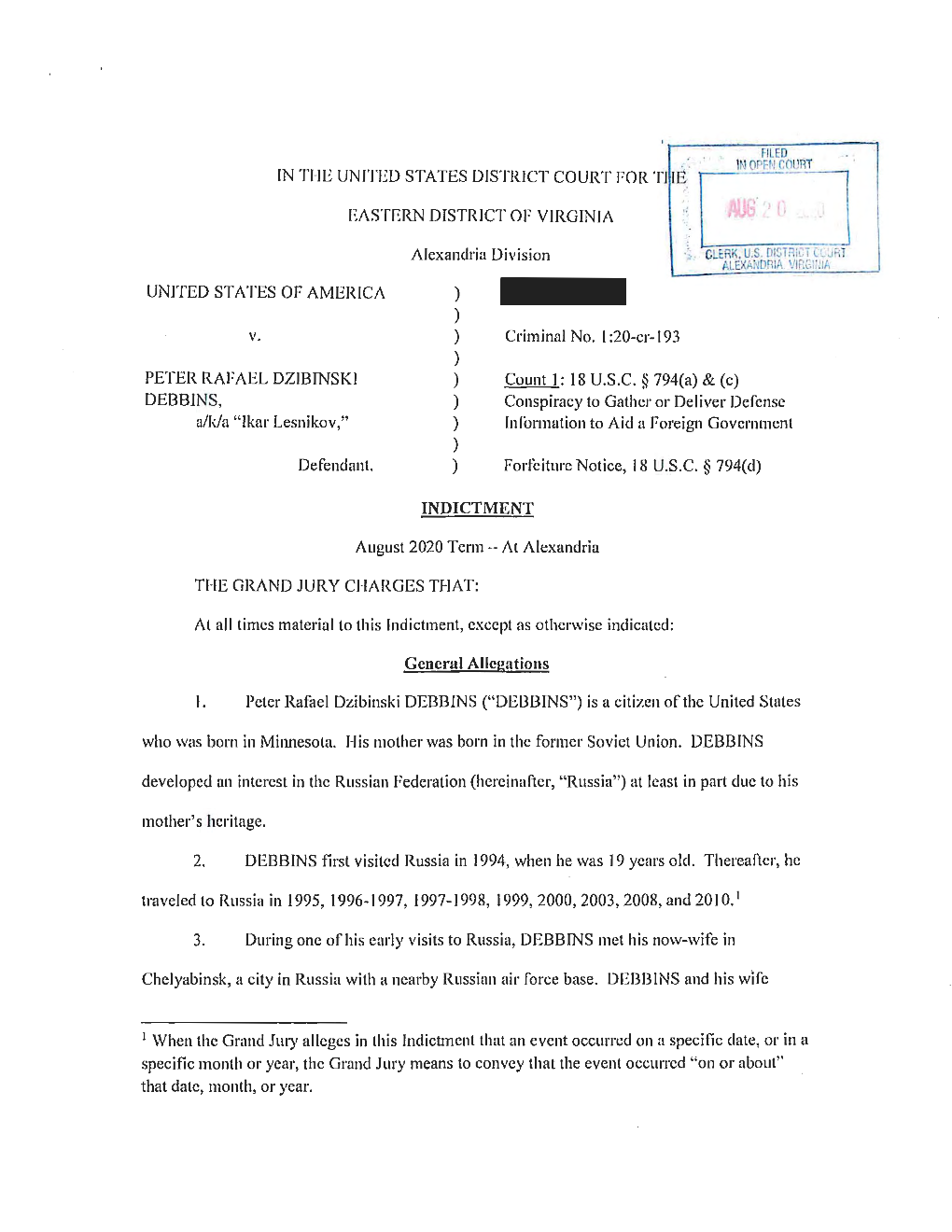 Debbins Indictment Redacted