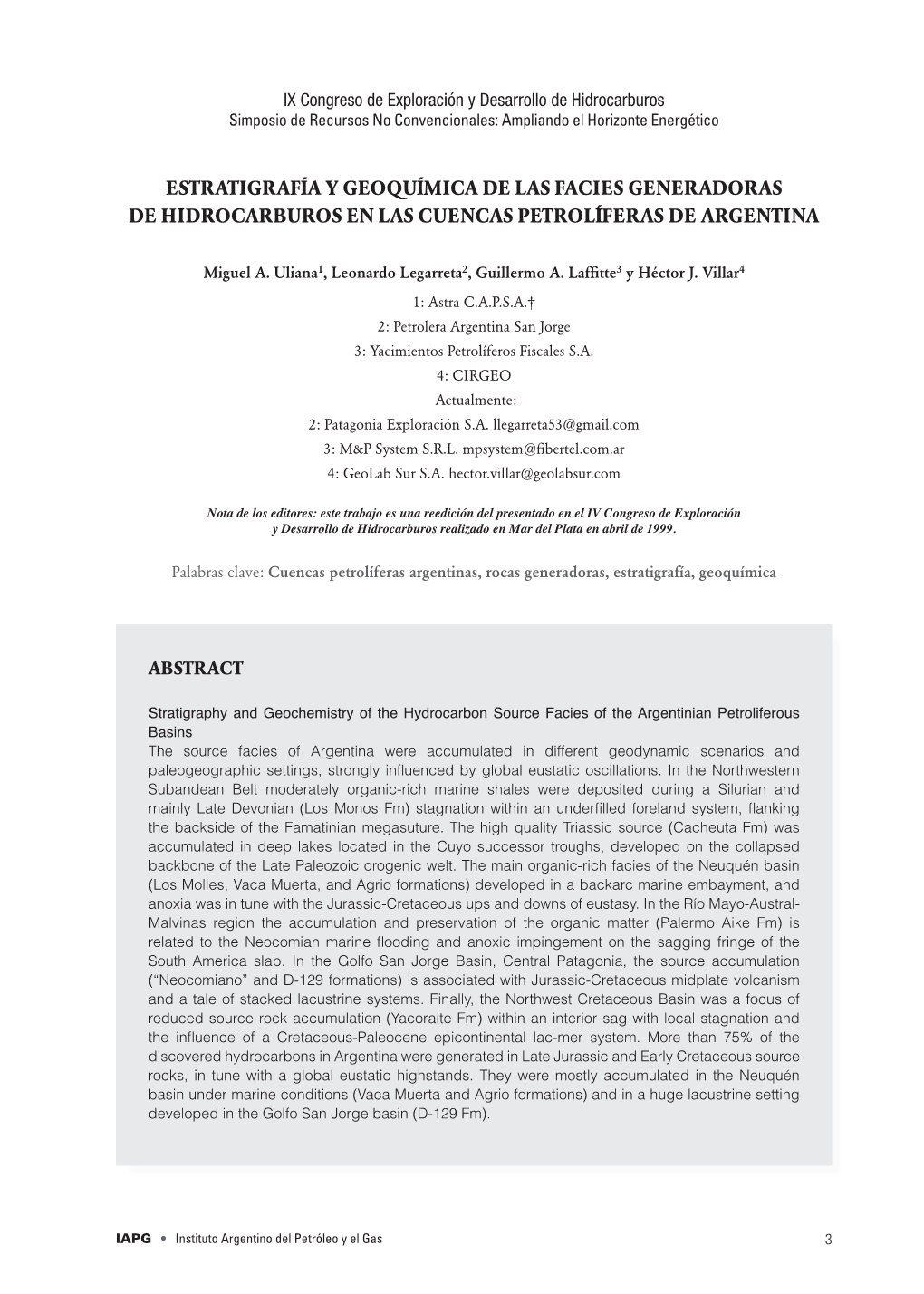 Estratigrafía Y Geoquímica De Las Facies Generadoras De Hidrocarburos En Las Cuencas Petrolíferas De Argentina