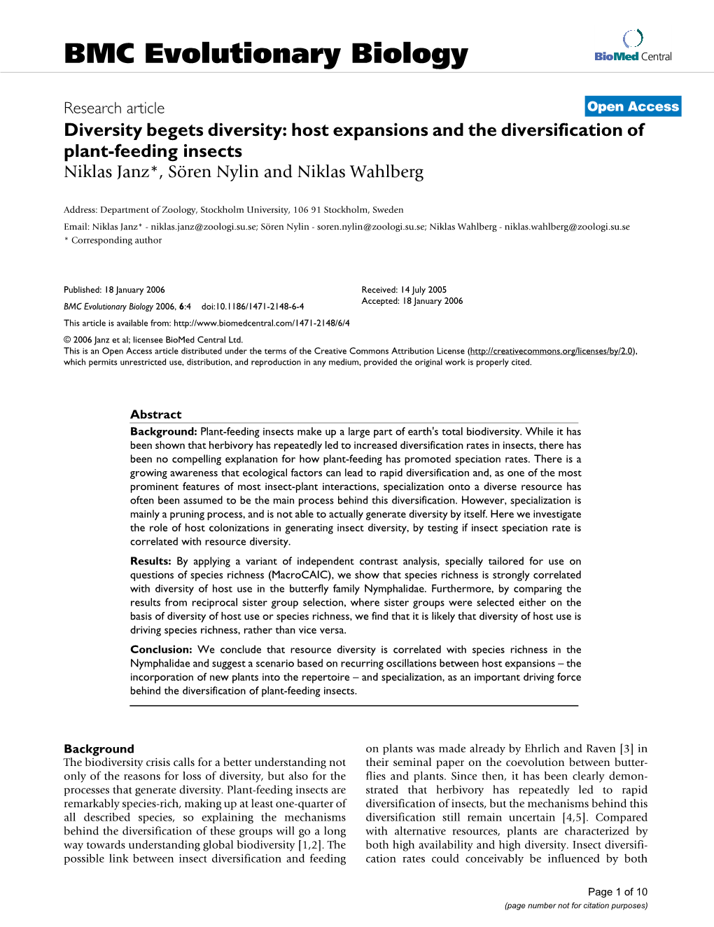 BMC Evolutionary Biology Biomed Central