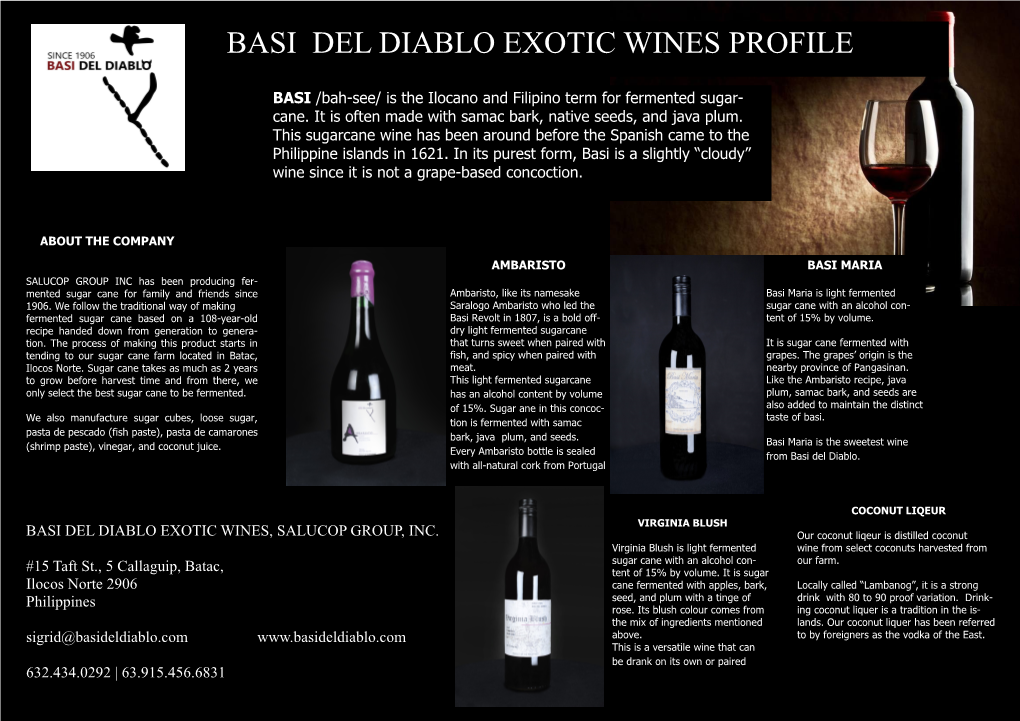 Basi Del Diablo Exotic Wines Profile