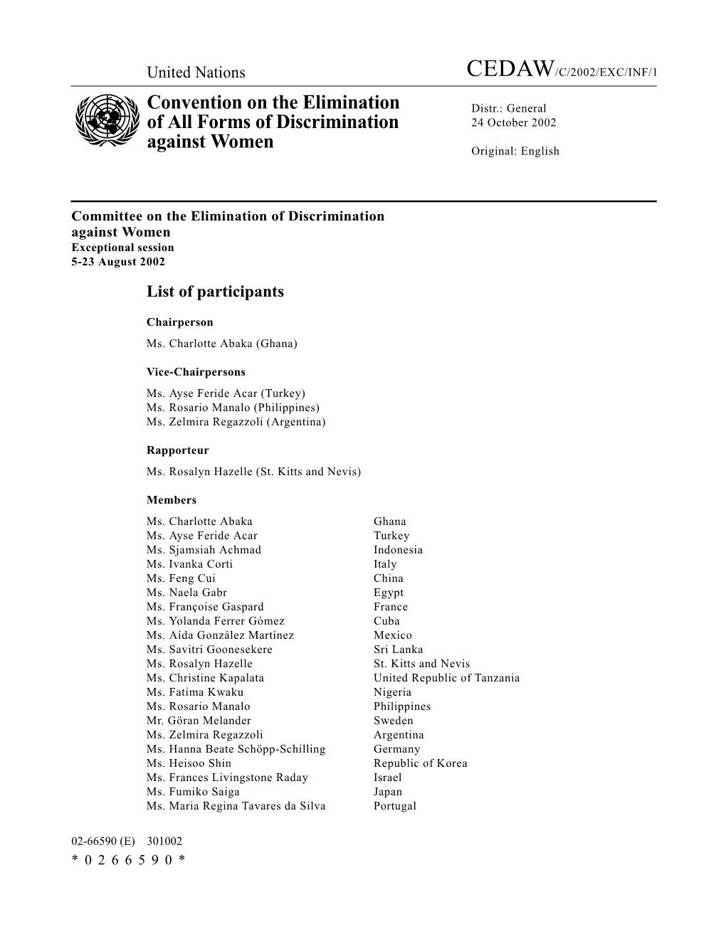 Representatives of States Parties